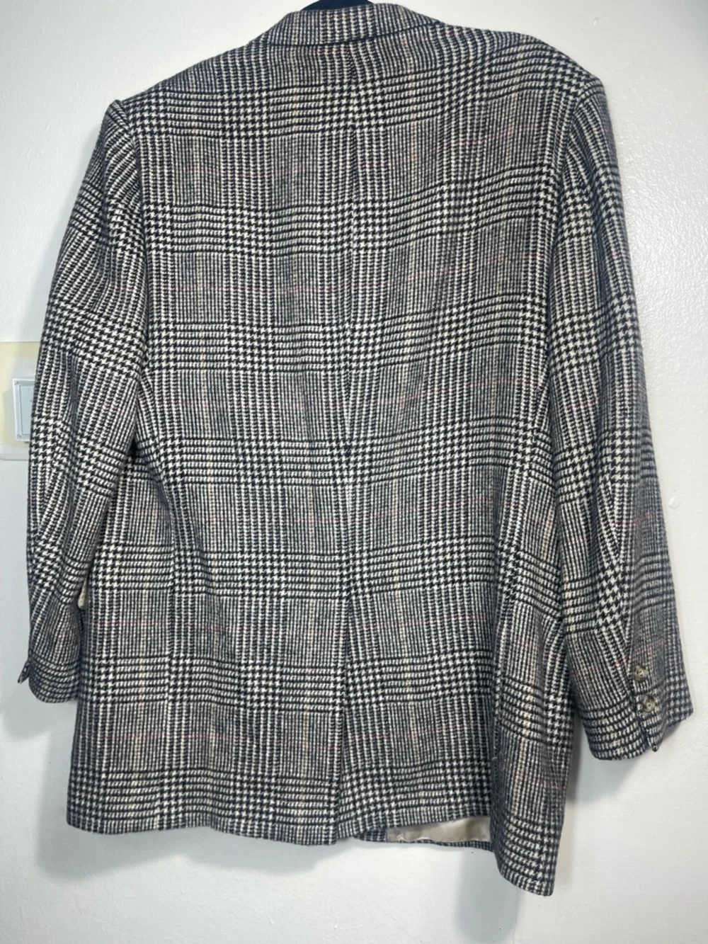 Vtg Brooks Brothers Camel Hair Sport Coat Mens 43R Gray Black Glen Plaid Jacket